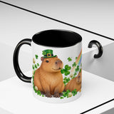 St. Patrick's Day Capybara Mug, Calm Clover, Cute Animal Lover Gift, Watercolor Ceramic Coffee Cup, 11oz 15oz — 11oz / Black — context-2