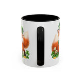 St. Patrick's Day Fox Mug, Woodland Luck, Cute Animal Lover Gift, Watercolor Ceramic Coffee Cup, 11oz 15oz — 11oz / Black — back
