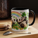 St. Patrick's Day Panda Mug, Bamboo Shamrocks, Cute Animal Lover Gift, Watercolor Ceramic Coffee Cup, 11oz 15oz — 11oz / Black — context-1