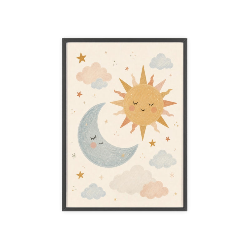 Sun Moon Framed Nursery Poster, Storybook Kids Room Wall Art, A4 A3 Size — 6ad86a5ba3b65b75ca0e537c_96250_80279_front