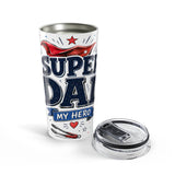 Super Dad My Hero 20oz Tumbler | Father's Day Gift for Dad | Insulated Stainless Steel Travel Cup — 6ad871d262c6e142010d4a3b_44519_870_opened