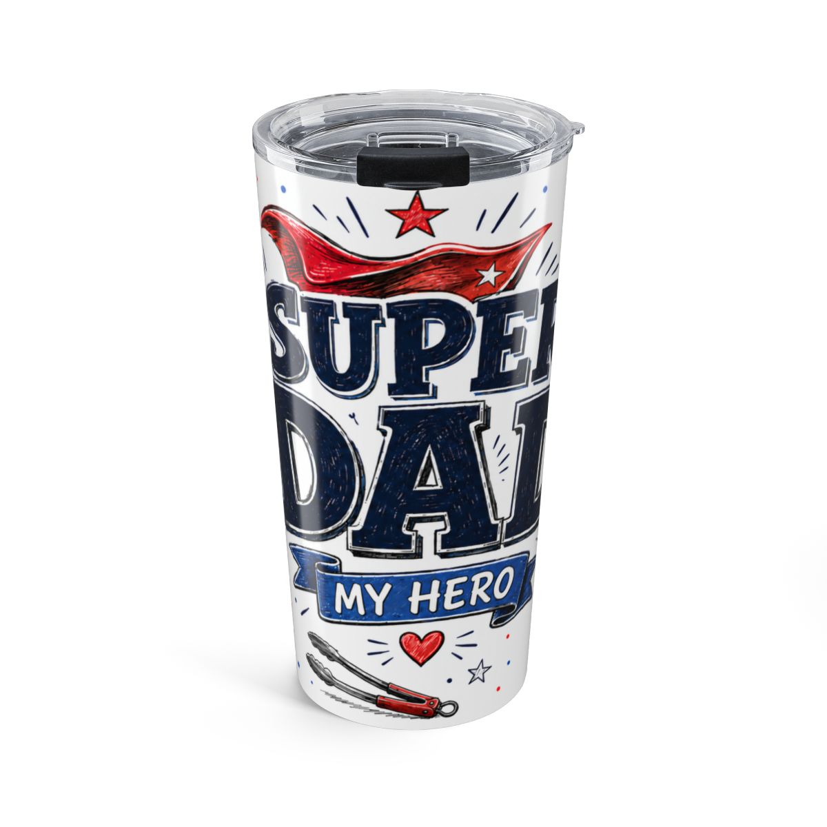 Super Dad My Hero 20oz Tumbler | Father's Day Gift for Dad | Insulated Stainless Steel Travel Cup — 6ad871d262c6e142010d4a3b_44519_849_front