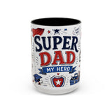 Super Dad My Hero Coffee Mug | Father's Day Gift for Dad | Accent Color Ceramic 11oz 15oz — 6ad8705b56e61d3ffc094f57_105883_102753_front