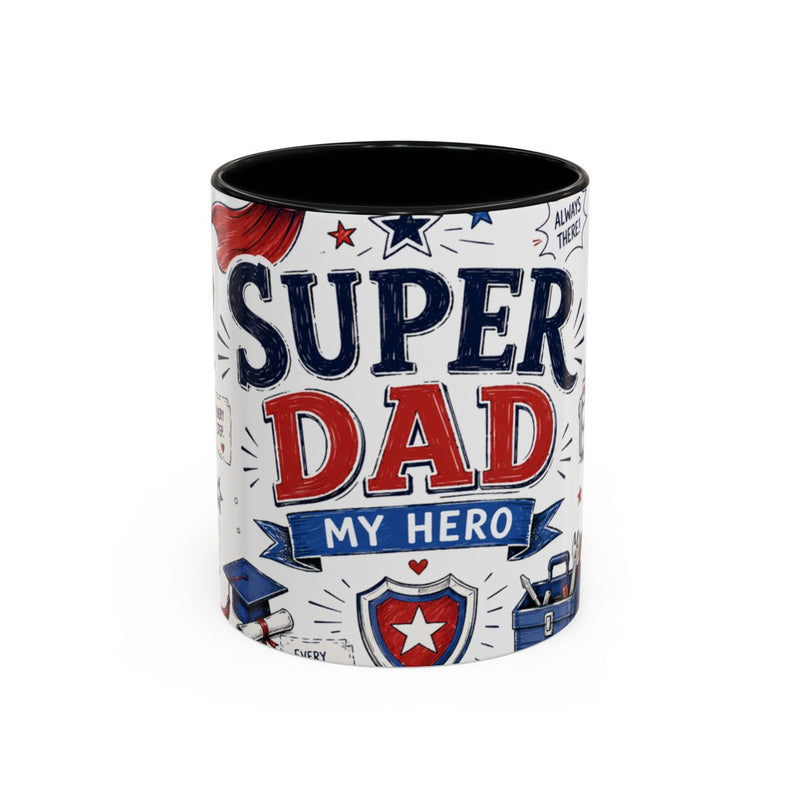 Super Dad My Hero Coffee Mug | Father's Day Gift for Dad | Accent Color Ceramic 11oz 15oz — 6ad8705b56e61d3ffc094f57_72180_102752_front