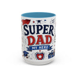Super Dad My Hero Coffee Mug | Father's Day Gift for Dad | Accent Color Ceramic 11oz 15oz — 6ad8705b56e61d3ffc094f57_105889_102753_front