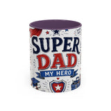 Super Dad My Hero Coffee Mug | Father's Day Gift for Dad | Accent Color Ceramic 11oz 15oz — 6ad8705b56e61d3ffc094f57_108907_102752_front