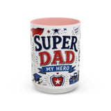 Super Dad My Hero Coffee Mug | Father's Day Gift for Dad | Accent Color Ceramic 11oz 15oz — 6ad8705b56e61d3ffc094f57_105886_102753_front