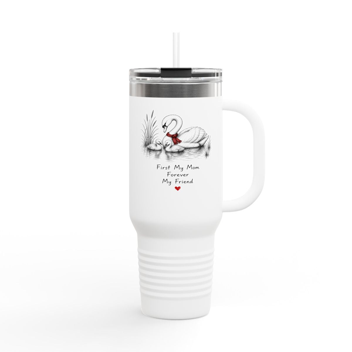 Swan Mom 40oz Tumbler — Forever My Friend Mother's Day Gift — Travel Mug — Right view — Photo 1