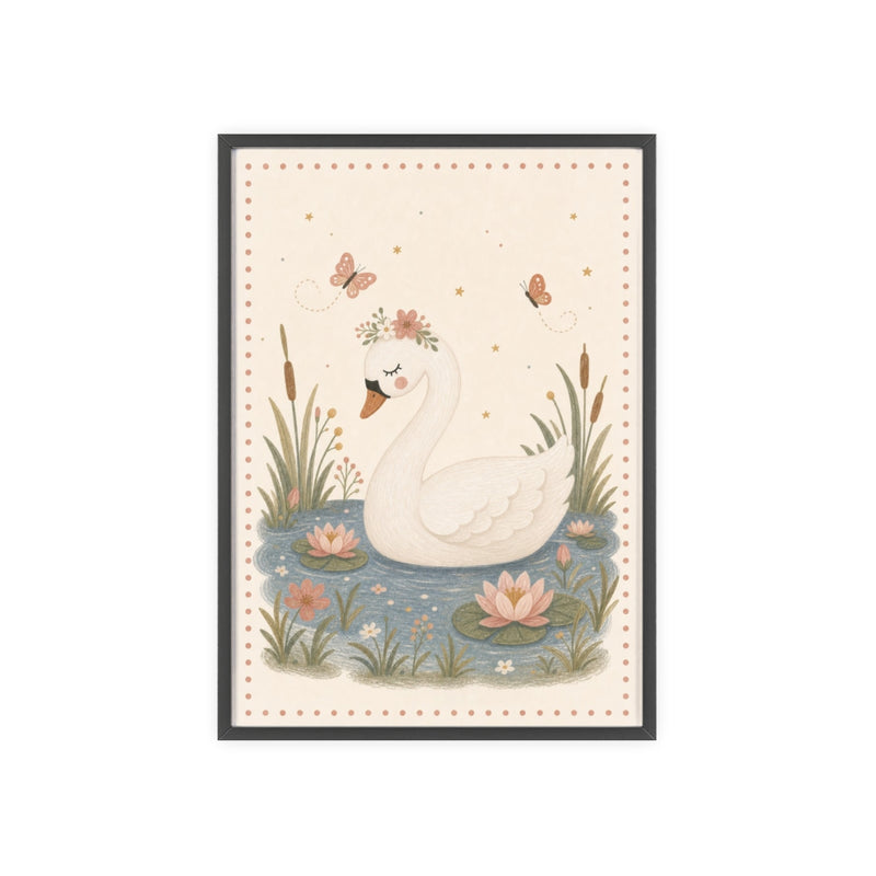 Swan Pond Framed Nursery Poster, Storybook Kids Room Wall Art, A4 A3 Size — 6ad866df4a87cc6e1a0e5f24_96250_80279_front
