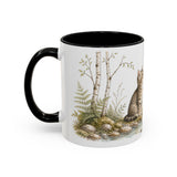 Tabby Kitten Accent Mug | Watercolor Nature Coffee Cup | 11oz 15oz Waterside Animal Gift — 11oz / Black — left