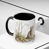 Tabby Kitten Accent Mug | Watercolor Nature Coffee Cup | 11oz 15oz Waterside Animal Gift — 11oz / Black — context-2