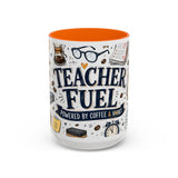 Teacher Fuel Coffee Mug | Powered by Coffee and Wine Funny Gift | Accent Color Ceramic 11oz 15oz — 6ad8702056e61d3ffc094ef3_108910_102753_front
