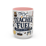 Teacher Fuel Coffee Mug | Powered by Coffee and Wine Funny Gift | Accent Color Ceramic 11oz 15oz — 6ad8702056e61d3ffc094ef3_105886_102753_front