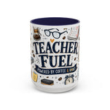 Teacher Fuel Coffee Mug | Powered by Coffee and Wine Funny Gift | Accent Color Ceramic 11oz 15oz — 6ad8702056e61d3ffc094ef3_105885_102753_front