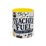 Teacher Fuel Coffee Mug | Powered by Coffee and Wine Funny Gift | Accent Color Ceramic 11oz 15oz — 6ad8702056e61d3ffc094ef3_108908_102752_front