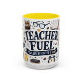 Teacher Fuel Coffee Mug | Powered by Coffee and Wine Funny Gift | Accent Color Ceramic 11oz 15oz — 6ad8702056e61d3ffc094ef3_108912_102753_front