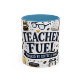 Teacher Fuel Coffee Mug | Powered by Coffee and Wine Funny Gift | Accent Color Ceramic 11oz 15oz — 6ad8702056e61d3ffc094ef3_105888_102752_front