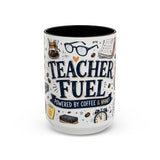 Teacher Fuel Coffee Mug | Powered by Coffee and Wine Funny Gift | Accent Color Ceramic 11oz 15oz — 6ad8702056e61d3ffc094ef3_105883_102753_front