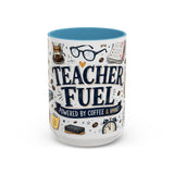 Teacher Fuel Coffee Mug | Powered by Coffee and Wine Funny Gift | Accent Color Ceramic 11oz 15oz — 6ad8702056e61d3ffc094ef3_105889_102753_front