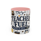 Teacher Fuel Coffee Mug | Powered by Coffee and Wine Funny Gift | Accent Color Ceramic 11oz 15oz — 6ad8702056e61d3ffc094ef3_72183_102752_front