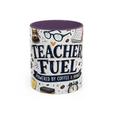 Teacher Fuel Coffee Mug | Powered by Coffee and Wine Funny Gift | Accent Color Ceramic 11oz 15oz — 6ad8702056e61d3ffc094ef3_108907_102752_front