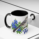 Texas State Bird and Flower Mug, Watercolor Botanical Coffee Cup, Nature Lover Gift, 11oz 15oz Accent Mug — 11oz / Black — context-2