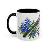 Texas State Bird and Flower Mug, Watercolor Botanical Coffee Cup, Nature Lover Gift, 11oz 15oz Accent Mug — 11oz / Black — left