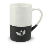 Thanksgiving Engraved Mug, Thanksgiving Harvest, 13oz Speckled Ceramic Coffee Cup, Holiday Gift — Front view — Photo 1