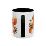 Thanksgiving Fox Mug, Grateful Gathering, Cute Animal Lover Gift, Watercolor Ceramic Coffee Cup, 11oz 15oz — 11oz / Black — back