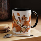 Thanksgiving Fox Mug, Grateful Gathering, Cute Animal Lover Gift, Watercolor Ceramic Coffee Cup, 11oz 15oz — 11oz / Black — context-1