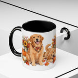 Thanksgiving Golden Retriever Mug, Family Harvest, Cute Animal Lover Gift, Watercolor Ceramic Coffee Cup, 11oz 15oz — 11oz / Black — context-2