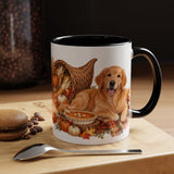 Thanksgiving Golden Retriever Mug, Family Harvest, Cute Animal Lover Gift, Watercolor Ceramic Coffee Cup, 11oz 15oz — 11oz / Black — context-1