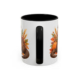 Thanksgiving Otter Mug, River Harvest, Cute Animal Lover Gift, Watercolor Ceramic Coffee Cup, 11oz 15oz — 11oz / Black — back