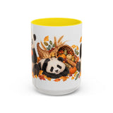 Thanksgiving Panda Mug, Golden Harvest, Cute Animal Lover Gift, Watercolor Ceramic Coffee Cup, 11oz 15oz — 15oz / Yellow — front
