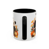 Thanksgiving Panda Mug, Golden Harvest, Cute Animal Lover Gift, Watercolor Ceramic Coffee Cup, 11oz 15oz — 11oz / Black — back