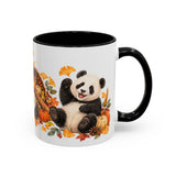Thanksgiving Panda Mug, Golden Harvest, Cute Animal Lover Gift, Watercolor Ceramic Coffee Cup, 11oz 15oz — 11oz / Black — right