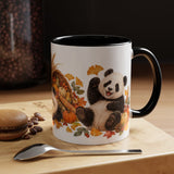 Thanksgiving Panda Mug, Golden Harvest, Cute Animal Lover Gift, Watercolor Ceramic Coffee Cup, 11oz 15oz — 11oz / Black — context-1