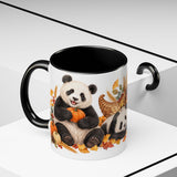 Thanksgiving Panda Mug, Golden Harvest, Cute Animal Lover Gift, Watercolor Ceramic Coffee Cup, 11oz 15oz — 11oz / Black — context-2