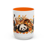Thanksgiving Panda Mug, Golden Harvest, Cute Animal Lover Gift, Watercolor Ceramic Coffee Cup, 11oz 15oz — 15oz / Orange — front