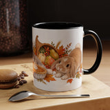 Thanksgiving Rabbit Mug, Autumn Feast, Cute Animal Lover Gift, Watercolor Ceramic Coffee Cup, 11oz 15oz — 11oz / Black — context-1