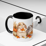 Thanksgiving Rabbit Mug, Autumn Feast, Cute Animal Lover Gift, Watercolor Ceramic Coffee Cup, 11oz 15oz — 11oz / Black — context-2