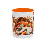 Thanksgiving Ragdoll Cat Mug, Cozy Harvest, Cute Animal Lover Gift, Watercolor Ceramic Coffee Cup, 11oz 15oz — 11oz / Orange — front