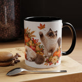 Thanksgiving Ragdoll Cat Mug, Cozy Harvest, Cute Animal Lover Gift, Watercolor Ceramic Coffee Cup, 11oz 15oz — 11oz / Black — context-1