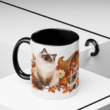 Thanksgiving Ragdoll Cat Mug, Cozy Harvest, Cute Animal Lover Gift, Watercolor Ceramic Coffee Cup, 11oz 15oz — 11oz / Black — context-2