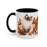 Thanksgiving Ragdoll Cat Mug, Cozy Harvest, Cute Animal Lover Gift, Watercolor Ceramic Coffee Cup, 11oz 15oz — 11oz / Black — left