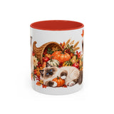 Thanksgiving Ragdoll Cat Mug, Cozy Harvest, Cute Animal Lover Gift, Watercolor Ceramic Coffee Cup, 11oz 15oz — 11oz / Red — front