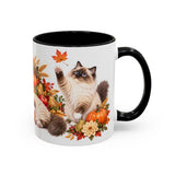 Thanksgiving Ragdoll Cat Mug, Cozy Harvest, Cute Animal Lover Gift, Watercolor Ceramic Coffee Cup, 11oz 15oz — 11oz / Black — right