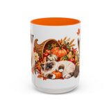 Thanksgiving Ragdoll Cat Mug, Cozy Harvest, Cute Animal Lover Gift, Watercolor Ceramic Coffee Cup, 11oz 15oz — 15oz / Orange — front