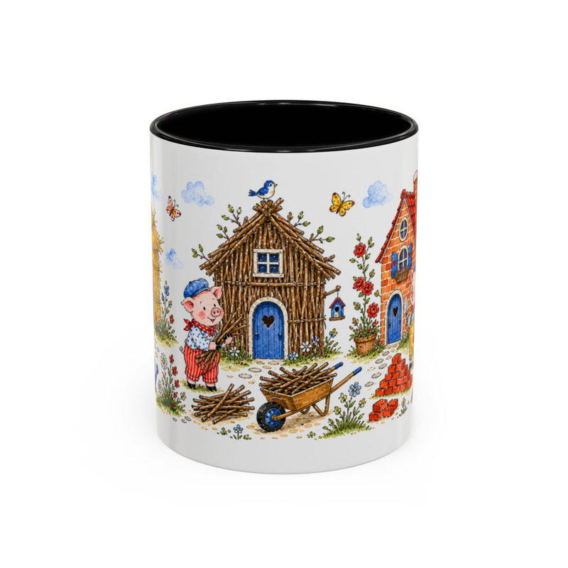 Three Little Pigs Mug — Storybook Fairy Tale Accent Coffee Mug — MagicMeStudio — Front view — Photo 1