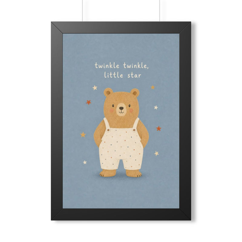 Twinkle Twinkle Bear Framed Nursery Wall Art, Storybook Kids Room Decor, 16x24 20x30 Poster — Front view — Photo 1